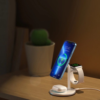 Choetech Induction Charger (MagSafe Compatible) Stand for iPhone, Apple Watch, AirPods white (T585-F)
