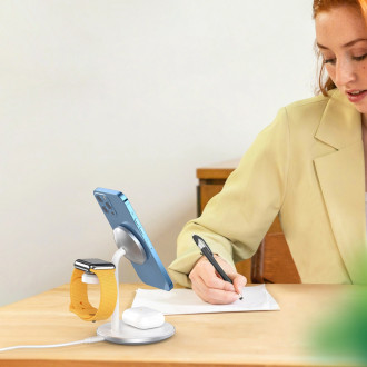 Choetech Induction Charger (MagSafe Compatible) Stand for iPhone, Apple Watch, AirPods white (T585-F)