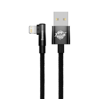 Baseus MVP 2 úhlový kabel s boční USB / Lightning zástrčkou 2m 2,4A černý (CAVP000101)