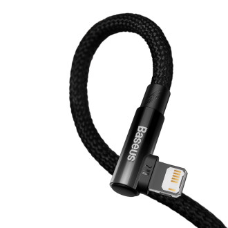 Baseus MVP 2 úhlový kabel s boční USB / Lightning zástrčkou 2m 2,4A černý (CAVP000101)