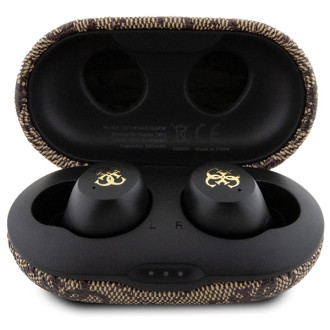 Bluetooth sluchátka TWS Guess 4G Metal s dokovací stanicí ENC - hnědá