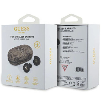 Bluetooth sluchátka TWS Guess 4G Metal s dokovací stanicí ENC - hnědá