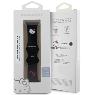 Hello Kitty silikonový řemínek na hlavu pro Apple Watch 42/44/45/49 mm – černý