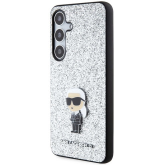 Pouzdro Karl Lagerfeld Fixed Glitter Ikonik Logo Metal Pin pro Samsung Galaxy S24+ - stříbrné
