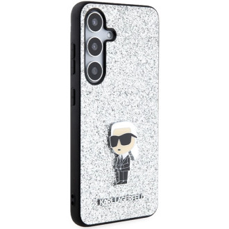 Pouzdro Karl Lagerfeld Fixed Glitter Ikonik Logo Metal Pin pro Samsung Galaxy S24+ - stříbrné