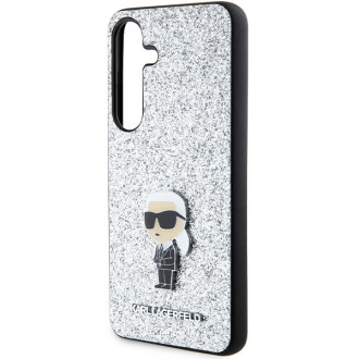 Pouzdro Karl Lagerfeld Fixed Glitter Ikonik Logo Metal Pin pro Samsung Galaxy S24+ - stříbrné