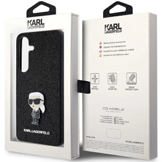 Pouzdro Karl Lagerfeld Fixed Glitter Ikonik Logo Metal Pin pro Samsung Galaxy S24+ - černé