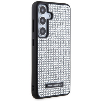Pouzdro Karl Lagerfeld Rhinestone Metal Logo pro Samsung Galaxy S24 - stříbrné