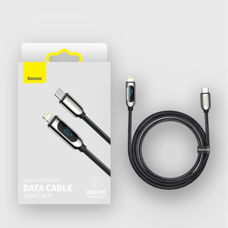 Baseus USB Type C - Lightning 20W fast charging data cable Power Delivery with display screen power meter 2m black (CATLSK-A01)