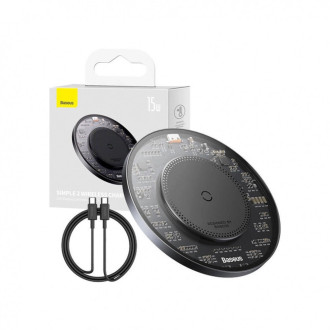 Baseus BS-W530 15W indukční nabíječka + USB C kabel - USB C 24W 1m - černá