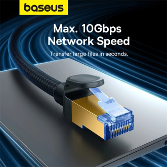 Baseus rychlý internetový kabel RJ45 cat.7 10Gbps 15m opletený černý