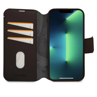 Dekódované odnímatelné kožené pouzdro na peněženku s MagSafe s flipem pro iPhone 14 Pro – hnědé