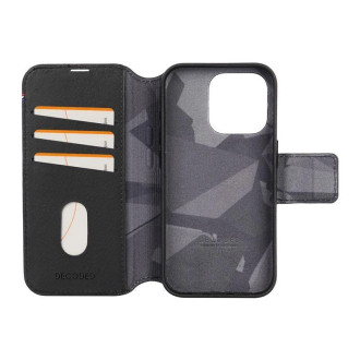 Dekódovaná odnímatelná peněženka – ochranné kožené pouzdro kompatibilní s MagSafe pro iPhone 15 Pro (černé)