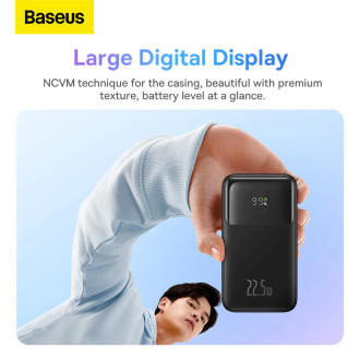 Powerbanka Baseus Comet Series s displejem 10000mAh 22,5W - černá + USB-A / USB-C kabel