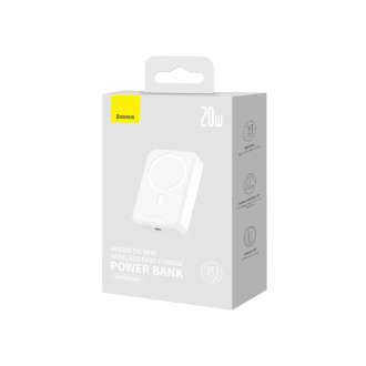 Powerbanka Baseus Magnetic Mini 20000 mAh 20W - bílá + USB-C / USB-C kabel