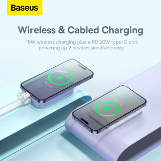 Powerbanka Baseus Magnetic Mini 20000 mAh 20W - bílá + USB-C / USB-C kabel