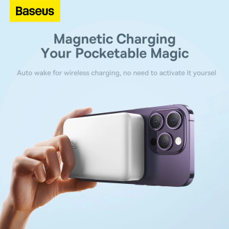 Powerbanka Baseus Magnetic Mini 20000 mAh 20W - bílá + USB-C / USB-C kabel