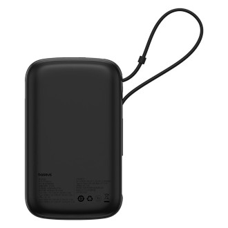 Powerbanka Baseus Qpow Pro+ 10000mAh 22,5W s vestavěným USB-C kabelem a displejem - černá