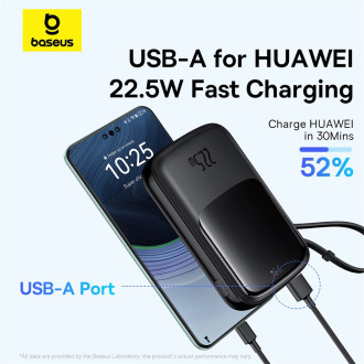 Powerbanka Baseus Qpow Pro+ 10000mAh 22,5W s vestavěným USB-C kabelem a displejem - černá