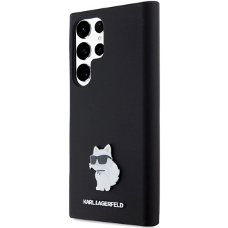 Karl Lagerfeld silikonové pouzdro Choupette Metal Pin pro Samsung Galaxy S23 Ultra - černé