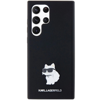 Karl Lagerfeld silikonové pouzdro Choupette Metal Pin pro Samsung Galaxy S23 Ultra - černé