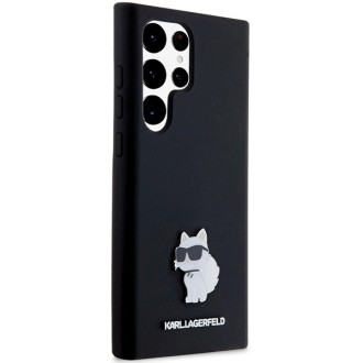 Karl Lagerfeld silikonové pouzdro Choupette Metal Pin pro Samsung Galaxy S23 Ultra - černé