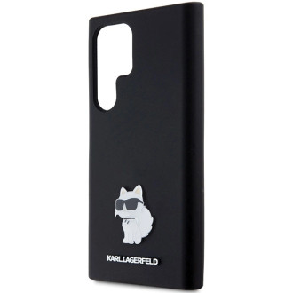 Karl Lagerfeld silikonové pouzdro Choupette Metal Pin pro Samsung Galaxy S23 Ultra - černé