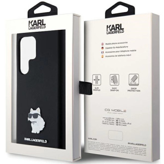 Karl Lagerfeld silikonové pouzdro Choupette Metal Pin pro Samsung Galaxy S23 Ultra - černé
