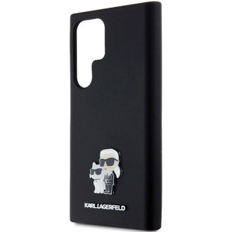 Karl Lagerfeld silikonové pouzdro Karl&amp;Choupette Metal Pin pro Samsung Galaxy S23 Ultra - černé