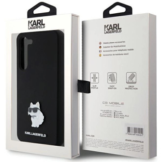 Karl Lagerfeld silikonové pouzdro Choupette Metal Pin pro Samsung Galaxy S23+ - černé