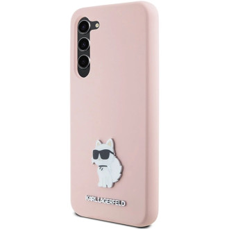 Karl Lagerfeld silikonové pouzdro Choupette Metal Pin pro Samsung Galaxy S23+ - růžové