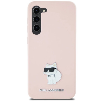 Karl Lagerfeld silikonové pouzdro Choupette Metal Pin pro Samsung Galaxy S23+ - růžové
