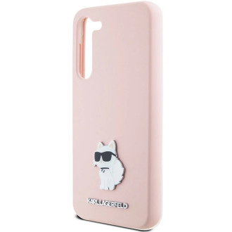 Karl Lagerfeld silikonové pouzdro Choupette Metal Pin pro Samsung Galaxy S23+ - růžové