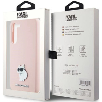 Karl Lagerfeld silikonové pouzdro Choupette Metal Pin pro Samsung Galaxy S23+ - růžové