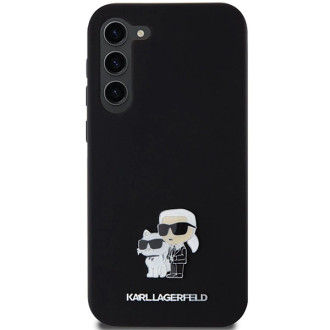 Karl Lagerfeld silikonové pouzdro Karl&amp;Choupette Metal Pin pro Samsung Galaxy S23+ - černé
