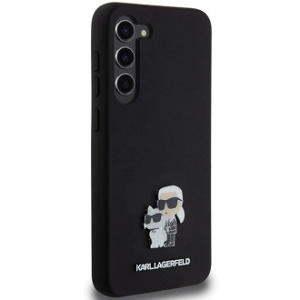 Karl Lagerfeld silikonové pouzdro Karl&amp;Choupette Metal Pin pro Samsung Galaxy S23+ - černé