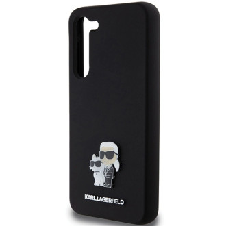 Karl Lagerfeld silikonové pouzdro Karl&amp;Choupette Metal Pin pro Samsung Galaxy S23+ - černé