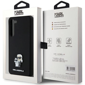 Karl Lagerfeld silikonové pouzdro Karl&amp;Choupette Metal Pin pro Samsung Galaxy S23+ - černé