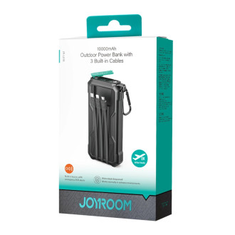 Powerbanka 10000mAh Joyroom JR-L016 s vestavěnými kabely USB-C/micro USB/ Lightning – černá