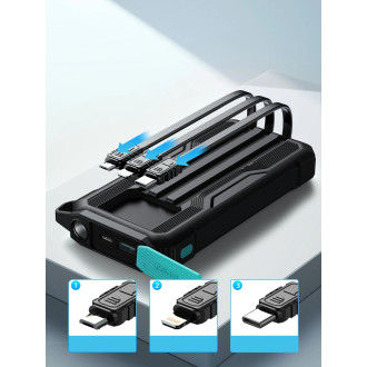 Powerbanka 10000mAh Joyroom JR-L016 s vestavěnými kabely USB-C/micro USB/ Lightning – černá