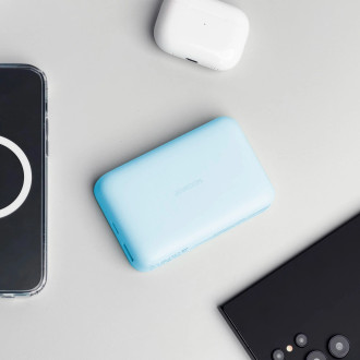 Joyroom JR-W020 20W 10000mAh MagSafe Powerbanka + USB-A - USB-C 0,25m kabel - světle modrá