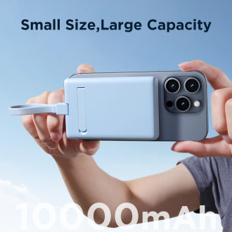 Powerbanka Joyroom JR-PBM01 magnetická 10000mAh 20W se stojánkem + Lightning kabel - USB-C - modrá