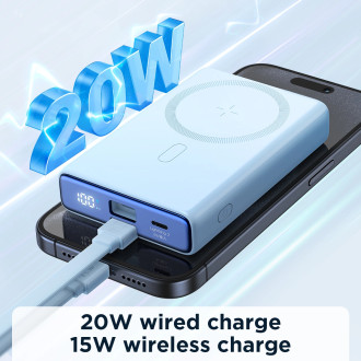 Powerbanka Joyroom JR-PBM01 magnetická 10000mAh 20W se stojánkem + Lightning kabel - USB-C - modrá