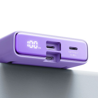 Powerbanka Joyroom JR-PBM01 magnetická 10000mAh 20W se stojánkem + Lightning kabel - USB-C - fialová