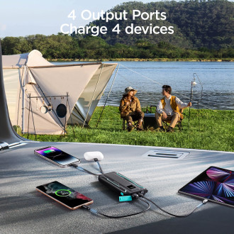 Powerbanka Joyroom JR-L017 22,5W 10000mAh s vestavěným USB-C / Lightning kabely - černá