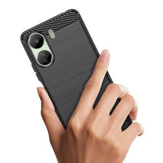 Karbonové pouzdro pro Xiaomi Redmi 13c flexibilní silikonový karbonový kryt - černý