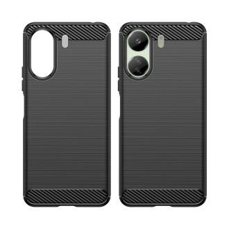 Karbonové pouzdro pro Xiaomi Redmi 13c flexibilní silikonový karbonový kryt - černý