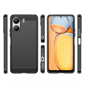 Karbonové pouzdro pro Xiaomi Redmi 13c flexibilní silikonový karbonový kryt - černý