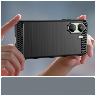 Karbonové pouzdro pro Xiaomi Redmi 13c flexibilní silikonový karbonový kryt - černý