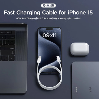 Joyroom S-A45 Ben Series USB-C / USB-C 60W kabel 1 m - bílý